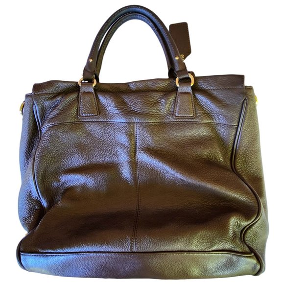 Steven Madden Messenger Tote Bag Buttery Soft Brown Pebbled Leather 12" x 14" x - Picture 4 of 8